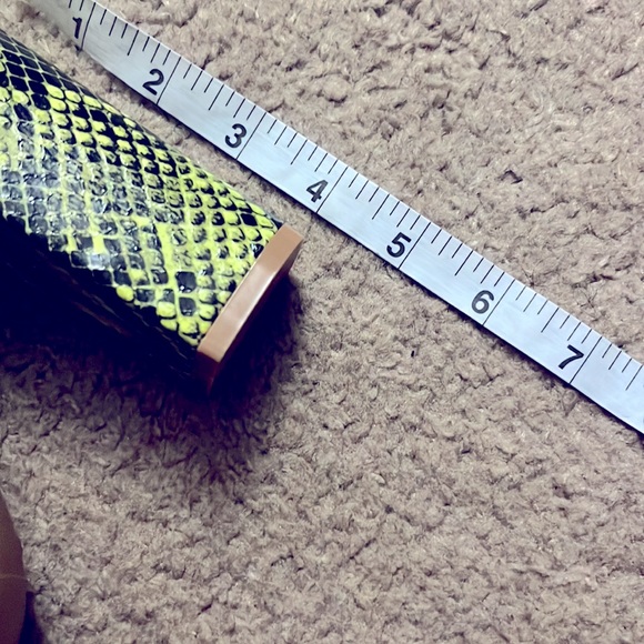 Neon Snakeskin Block Heels with Ankle Strap - Picture 4 of 5